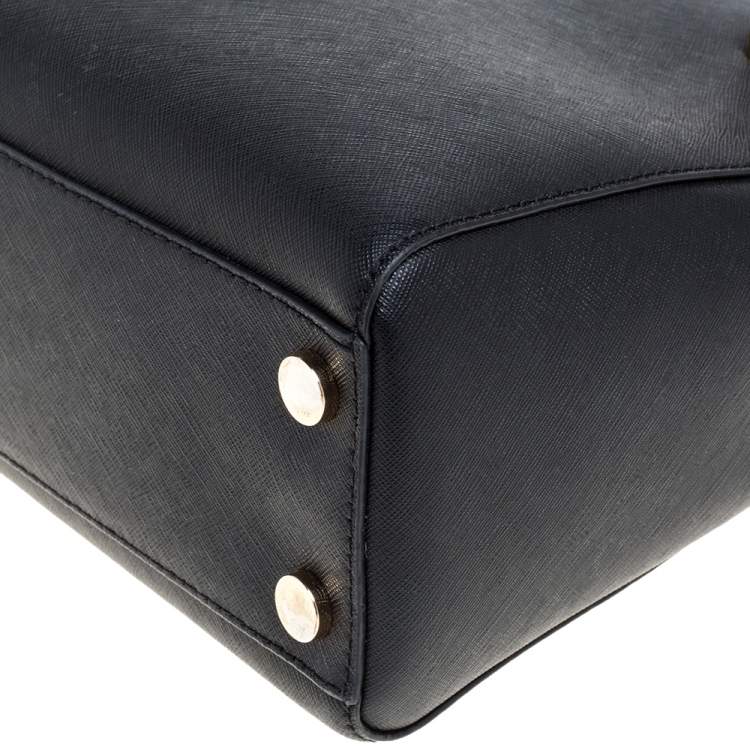 Pre Owned Michael Kors Black Leather Small Cynthia Tote