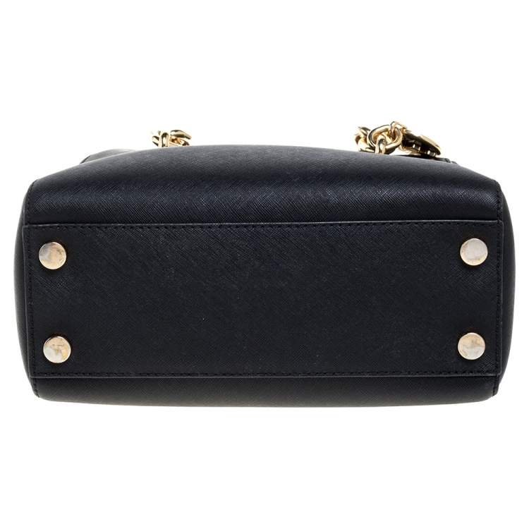 Pre Owned Michael Kors Black Leather Small Cynthia Tote