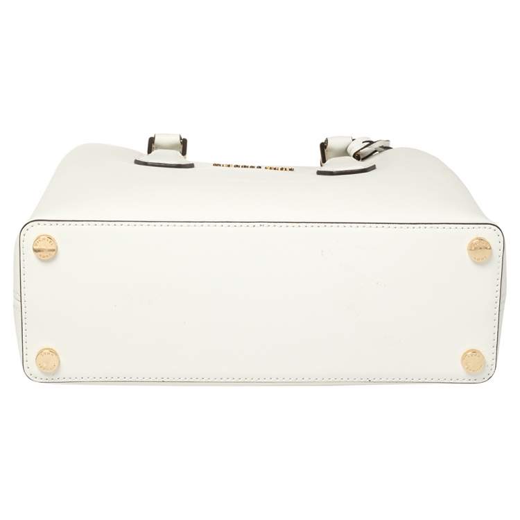 Pre Owned Michael Kors White Leather Savannah Satchel