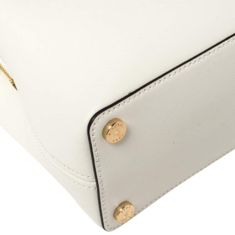Pre Owned Michael Kors White Leather Savannah Satchel