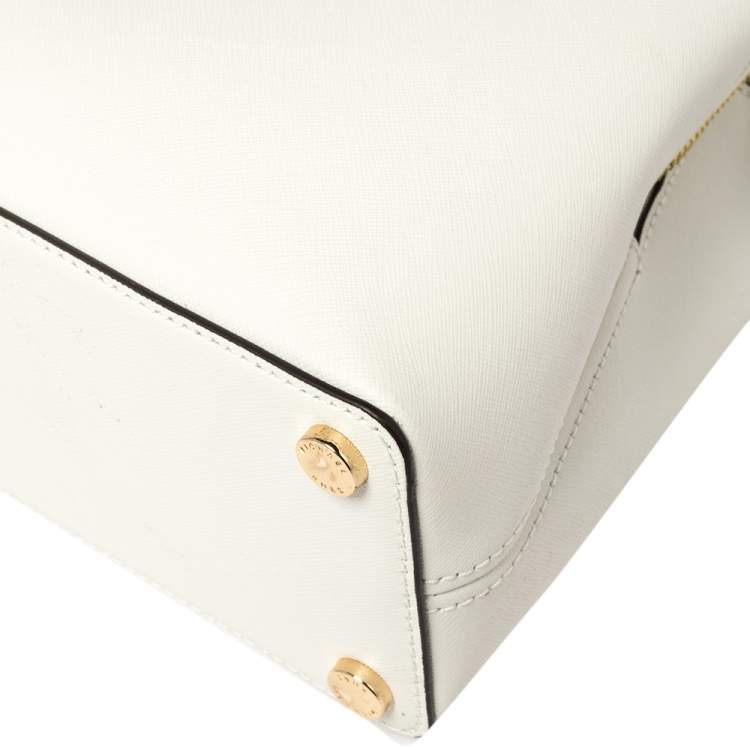 Pre Owned Michael Kors White Leather Savannah Satchel