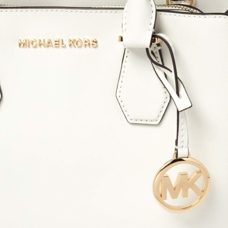Pre Owned Michael Kors White Leather Savannah Satchel