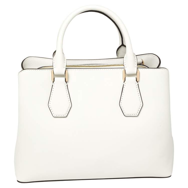 Pre Owned Michael Kors White Leather Savannah Satchel
