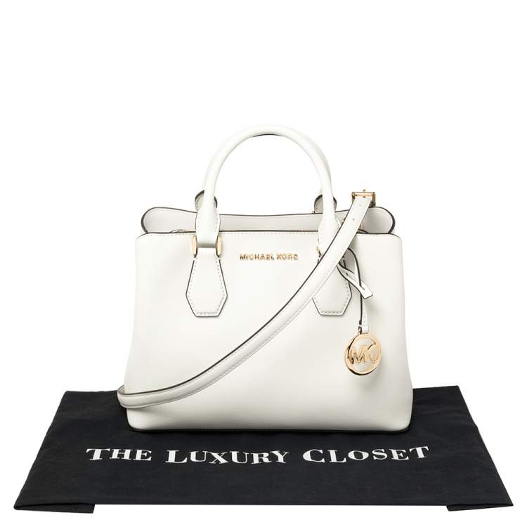 Pre Owned Michael Kors White Leather Savannah Satchel