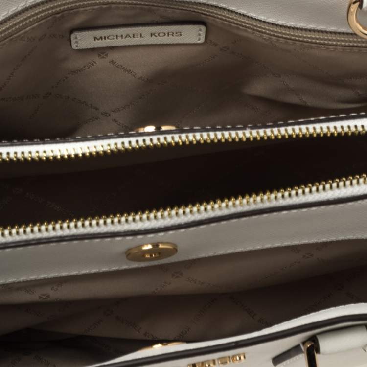 Pre Owned Michael Kors White Leather Savannah Satchel
