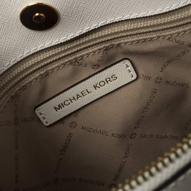 Pre Owned Michael Kors White Leather Savannah Satchel