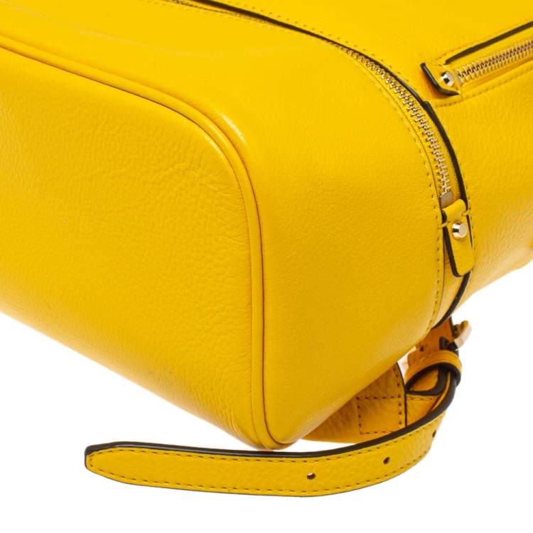 Pre Owned Michael Kors Yellow Leather Rhea Zip Backpack