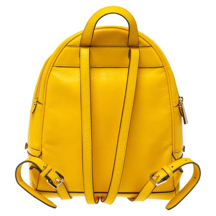 Pre Owned Michael Kors Yellow Leather Rhea Zip Backpack