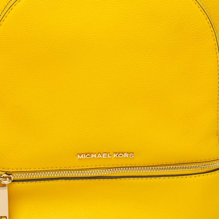 Pre Owned Michael Kors Yellow Leather Rhea Zip Backpack