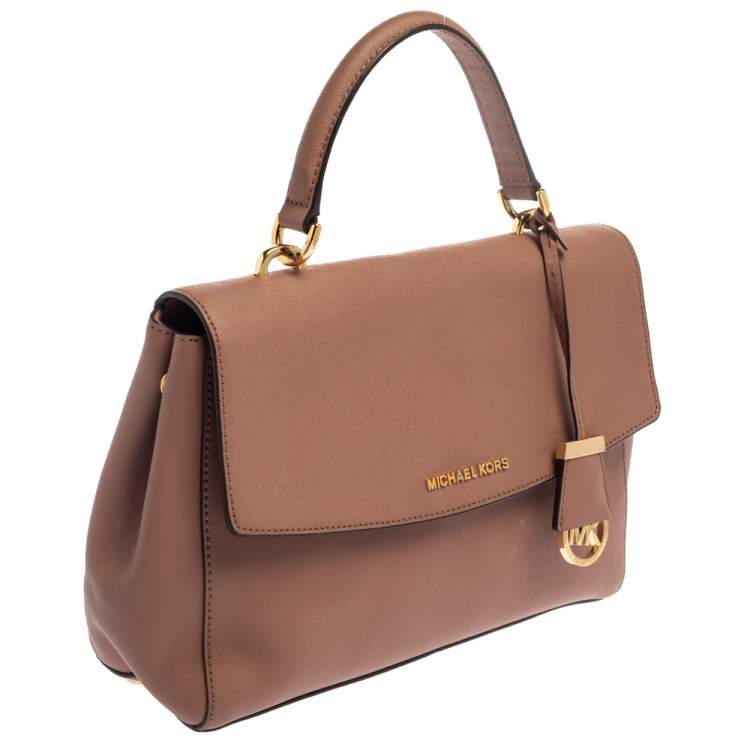 Pre Owned Michael Kors Antique Pink Leather Ava Top Handle Bag