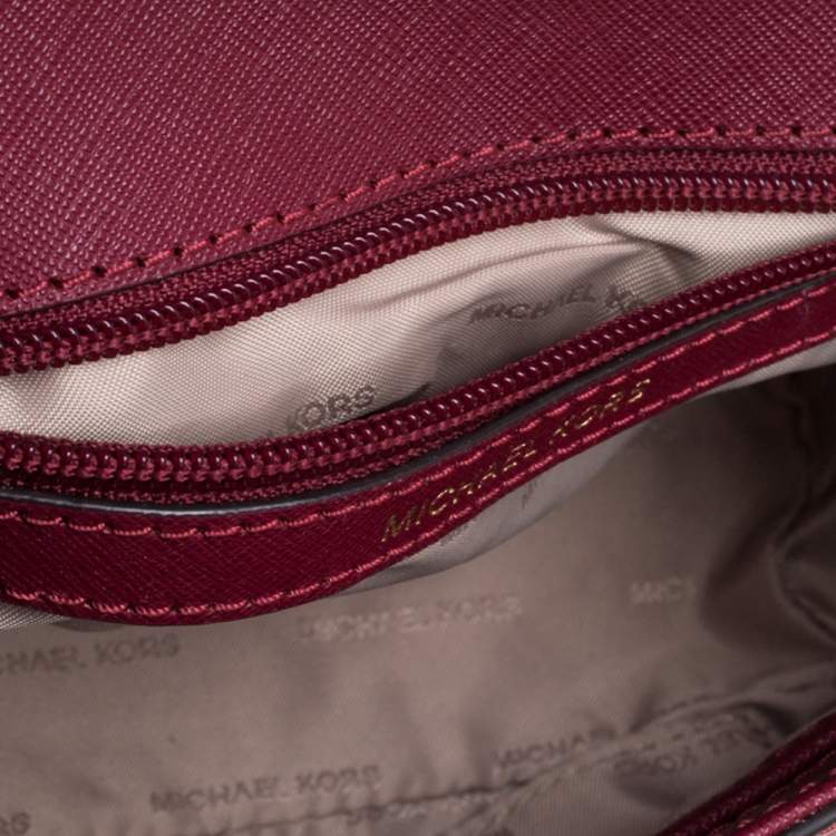 Pre Owned Michael Kors Burgundy Leather Small Ava Top Handle Bag