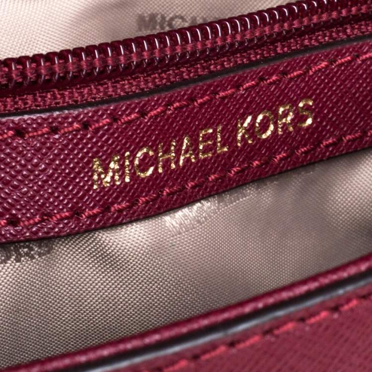 Pre Owned Michael Kors Burgundy Leather Small Ava Top Handle Bag