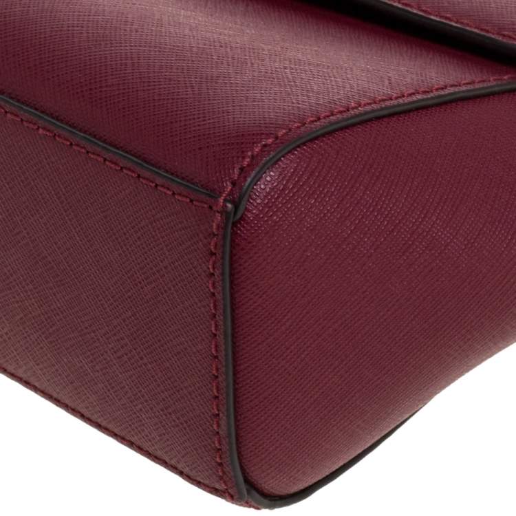 Pre Owned Michael Kors Burgundy Leather Small Ava Top Handle Bag