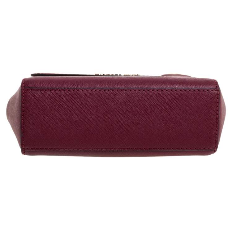 Pre Owned Michael Kors Burgundy Leather Small Ava Top Handle Bag