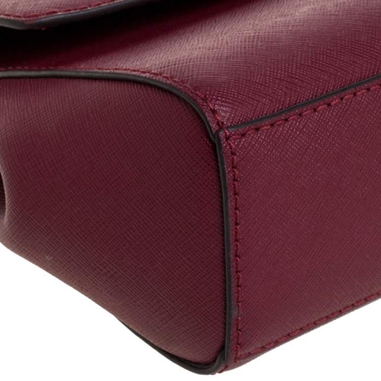 Pre Owned Michael Kors Burgundy Leather Small Ava Top Handle Bag