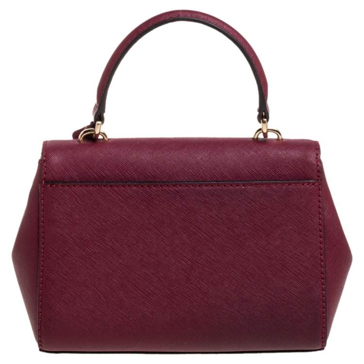 Pre Owned Michael Kors Burgundy Leather Small Ava Top Handle Bag