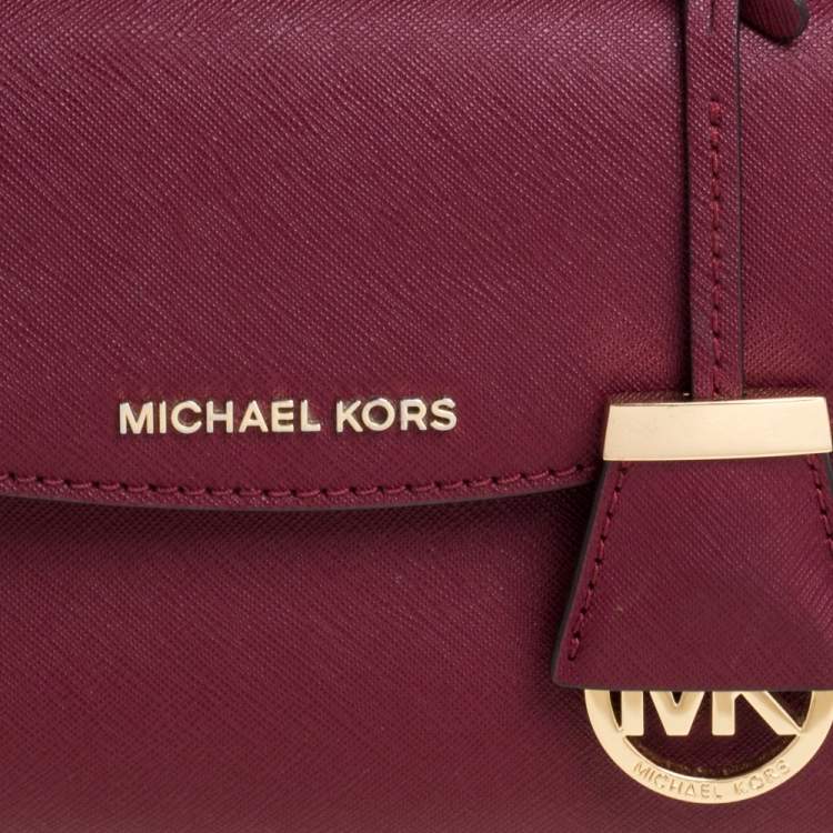Pre Owned Michael Kors Burgundy Leather Small Ava Top Handle Bag