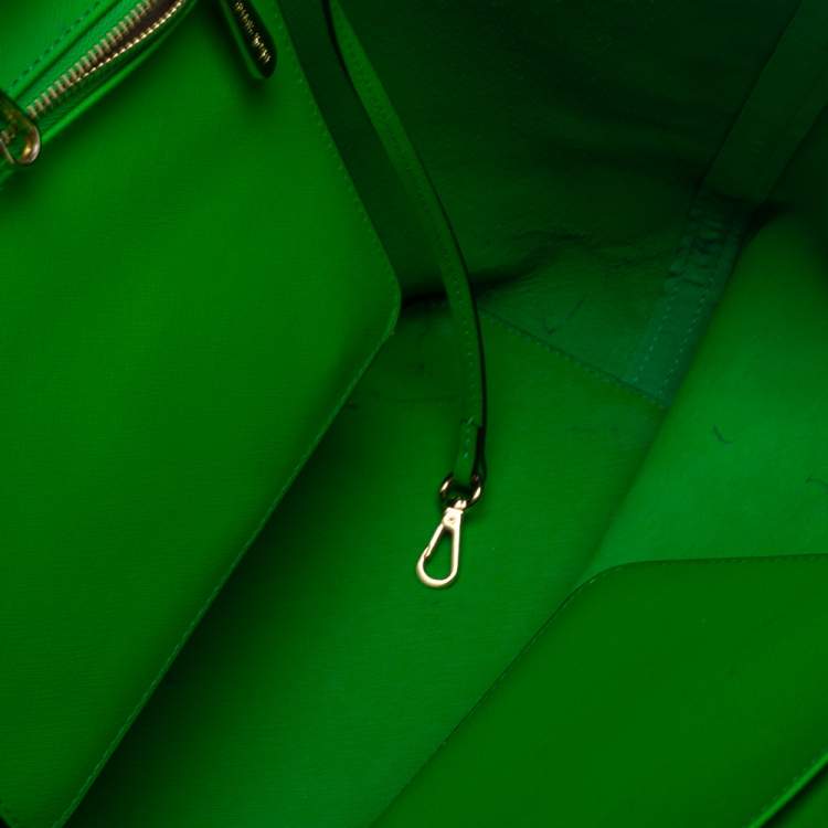 Pre Owned Michael Kors Green Saffiano Leather Jet Set Travel Tote