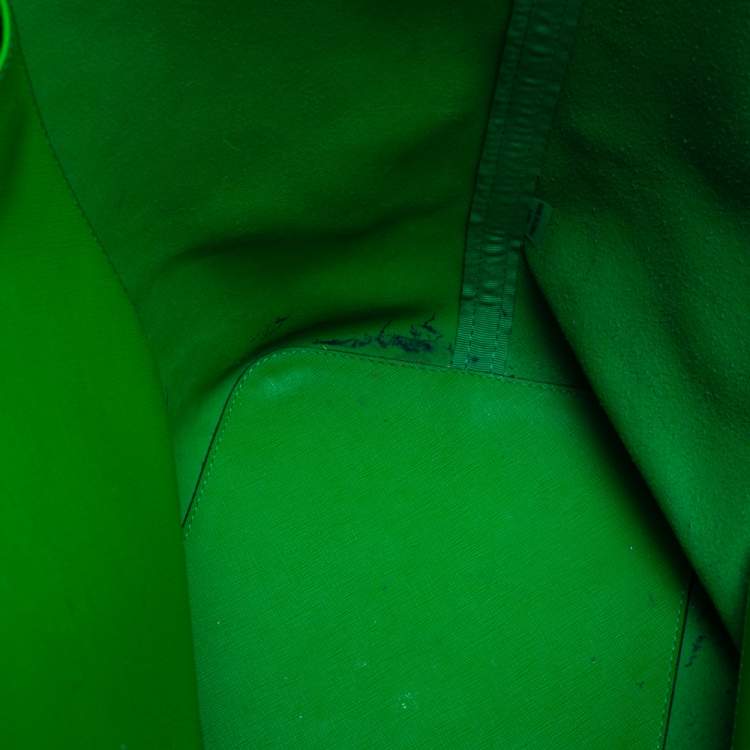 Pre Owned Michael Kors Green Saffiano Leather Jet Set Travel Tote