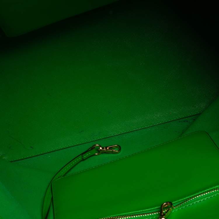 Pre Owned Michael Kors Green Saffiano Leather Jet Set Travel Tote