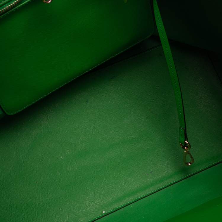 Pre Owned Michael Kors Green Saffiano Leather Jet Set Travel Tote