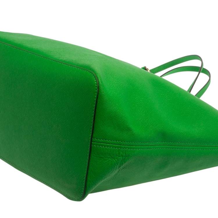 Pre Owned Michael Kors Green Saffiano Leather Jet Set Travel Tote