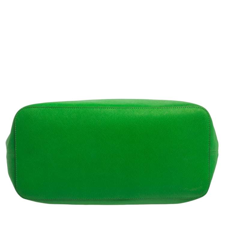 Pre Owned Michael Kors Green Saffiano Leather Jet Set Travel Tote