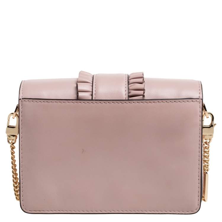 Pre Owned Michael Kors Powder Pink Leather Jade Ruffle Shoulder Bag