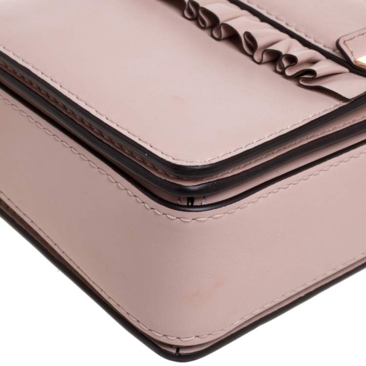 Pre Owned Michael Kors Powder Pink Leather Jade Ruffle Shoulder Bag