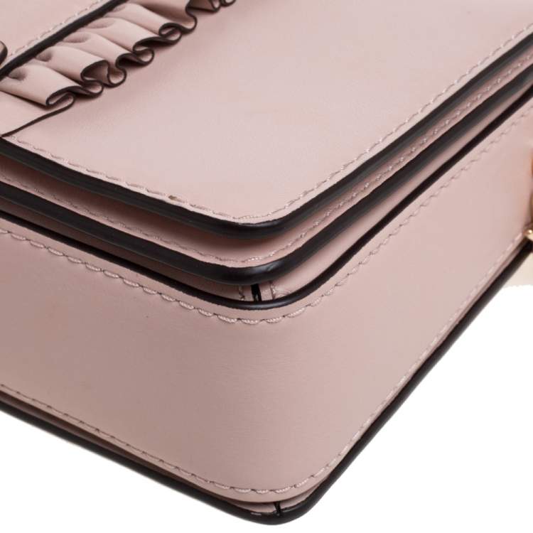 Pre Owned Michael Kors Powder Pink Leather Jade Ruffle Shoulder Bag