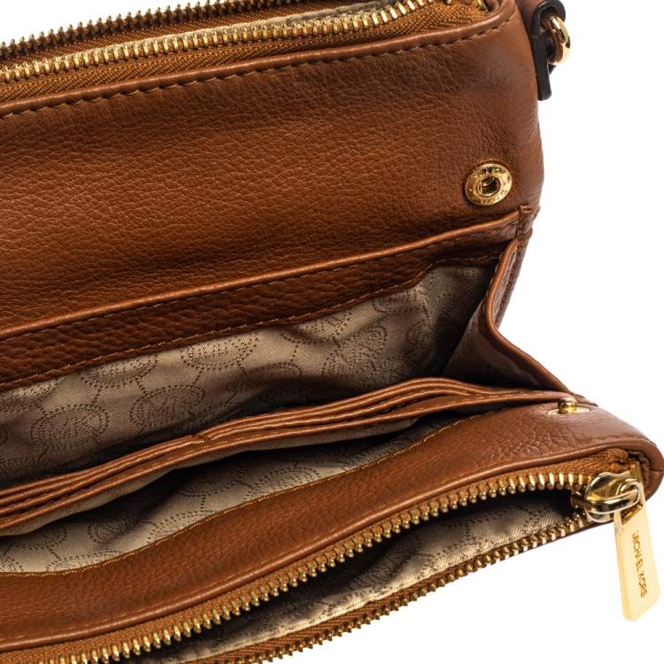 Pre Owned Michael Kors Tan Leather Fulton Crossbody Bag