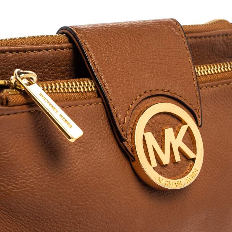 Pre Owned Michael Kors Tan Leather Fulton Crossbody Bag