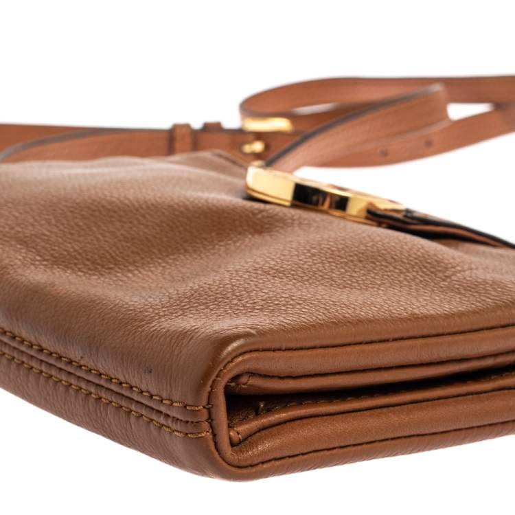 Pre Owned Michael Kors Tan Leather Fulton Crossbody Bag