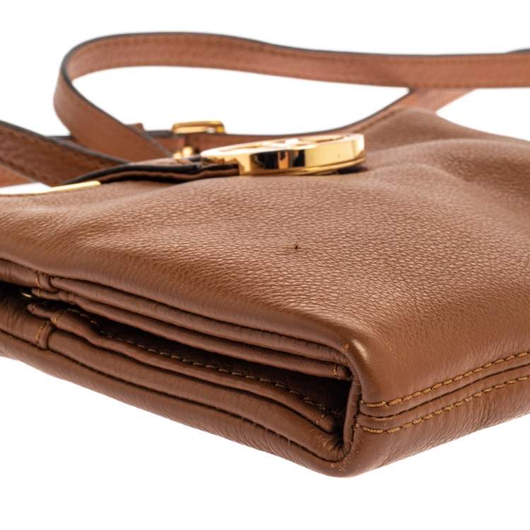 Pre Owned Michael Kors Tan Leather Fulton Crossbody Bag