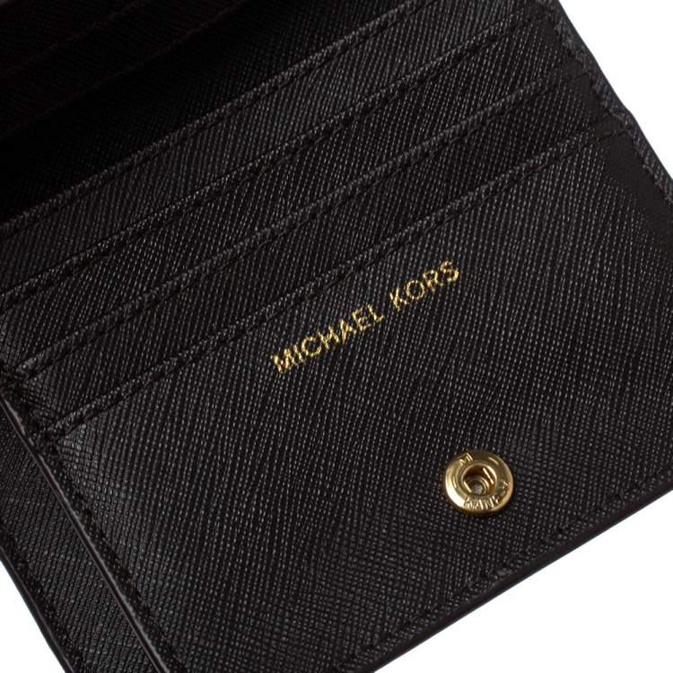 Pre Owned Michael Kors Brown Monogram Coated Canvas Jet Set Bifold Wallet 