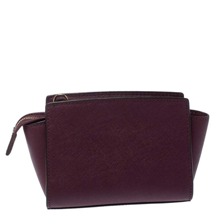Pre Owned Michael Kors Purple Leather Mini Selma Crossbody Bag
