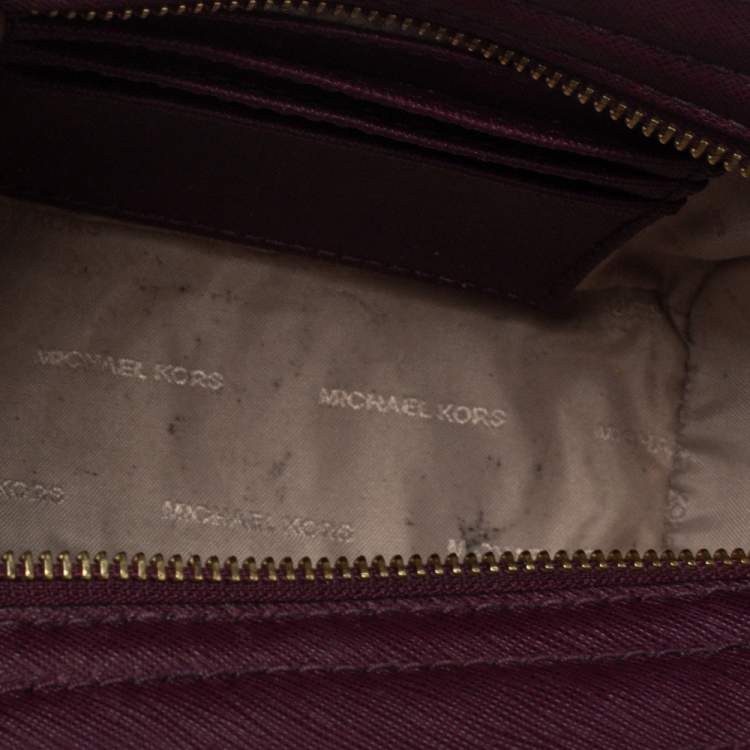 Pre Owned Michael Kors Purple Leather Mini Selma Crossbody Bag