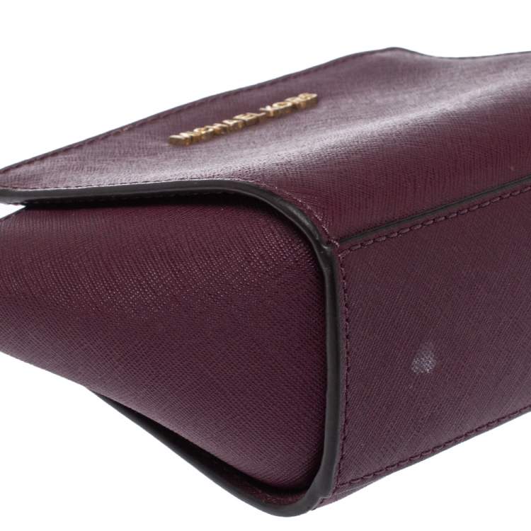 Pre Owned Michael Kors Purple Leather Mini Selma Crossbody Bag