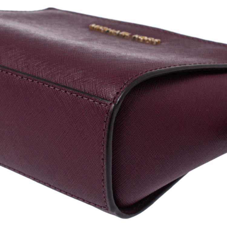 Pre Owned Michael Kors Purple Leather Mini Selma Crossbody Bag