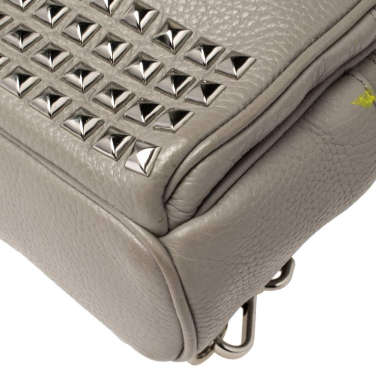 Pre Owned Michael Kors Grey Leather Abbey Studded Backpack