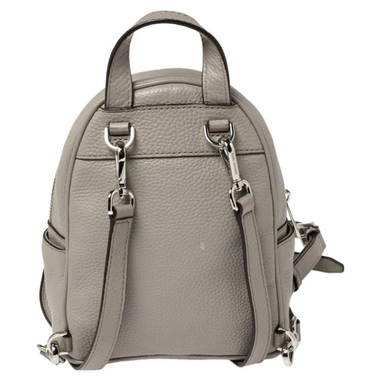 Pre Owned Michael Kors Grey Leather Abbey Studded Backpack