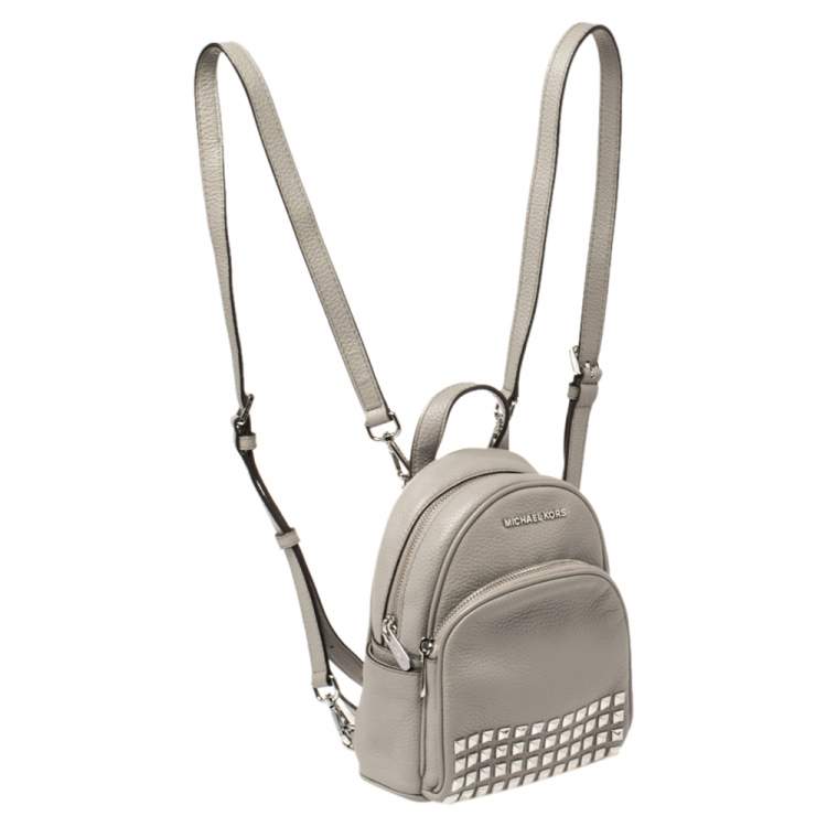 Pre Owned Michael Kors Grey Leather Abbey Studded Backpack