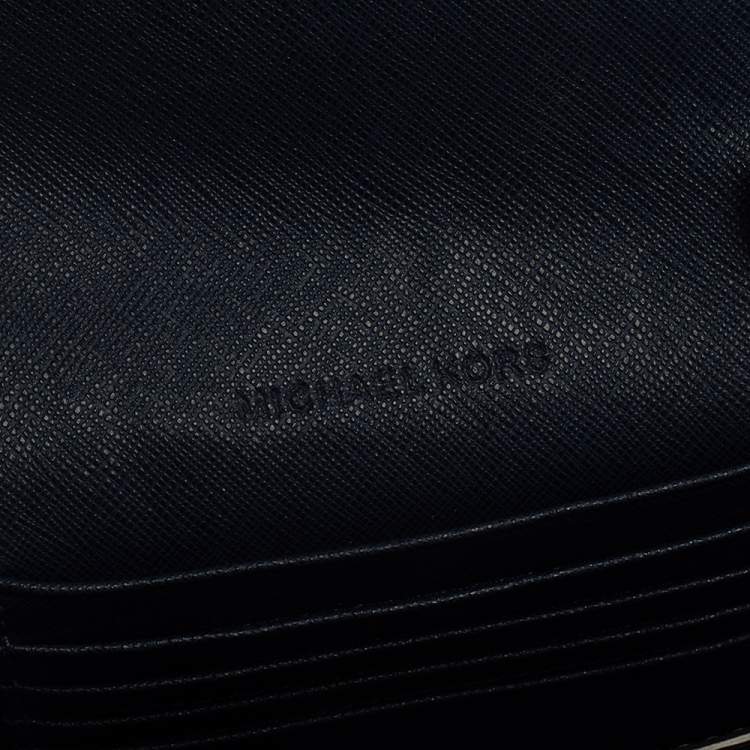 Pre Owned Michael Kors Navy Blue Leather Jet Set Crossbody Bag