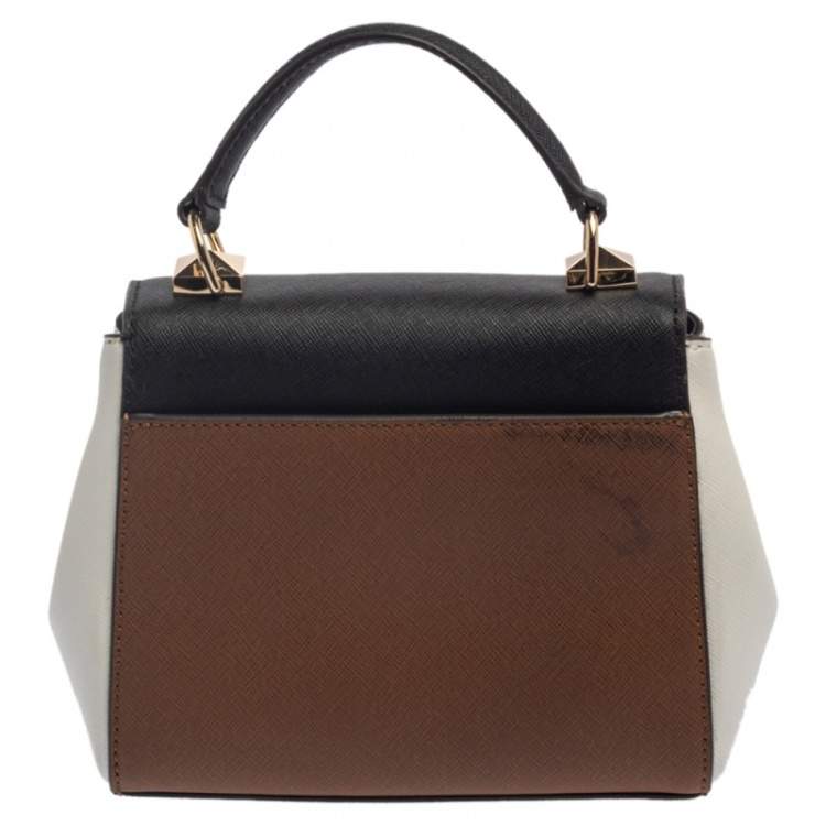 Pre Owned Michael Kors Tri Color Leather Mini Karla Top Handle Bag