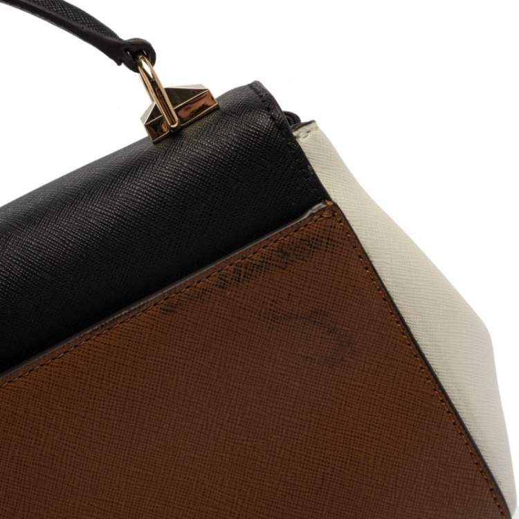 Pre Owned Michael Kors Tri Color Leather Mini Karla Top Handle Bag