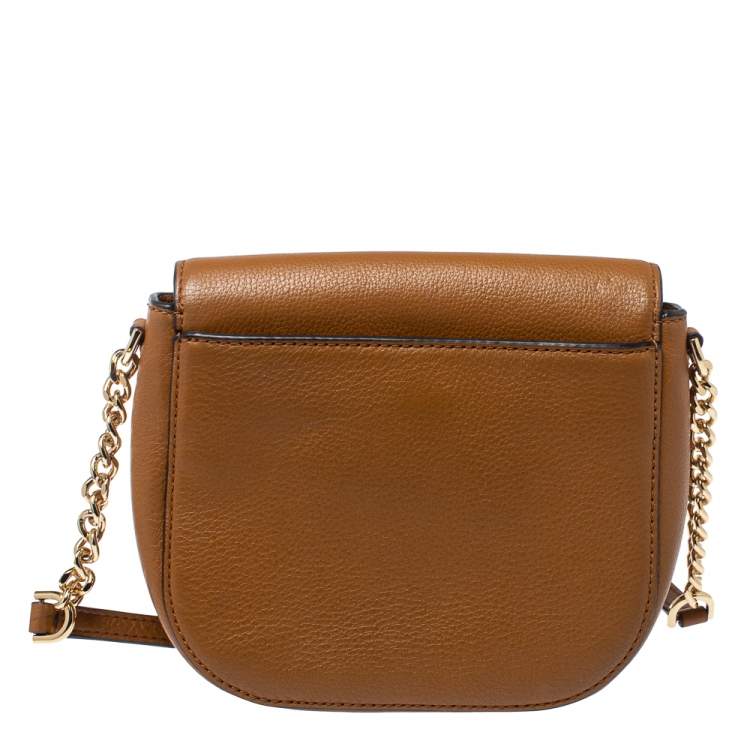 Pre Owned Michael Kors Brown Leather Dome Crossbody Bag