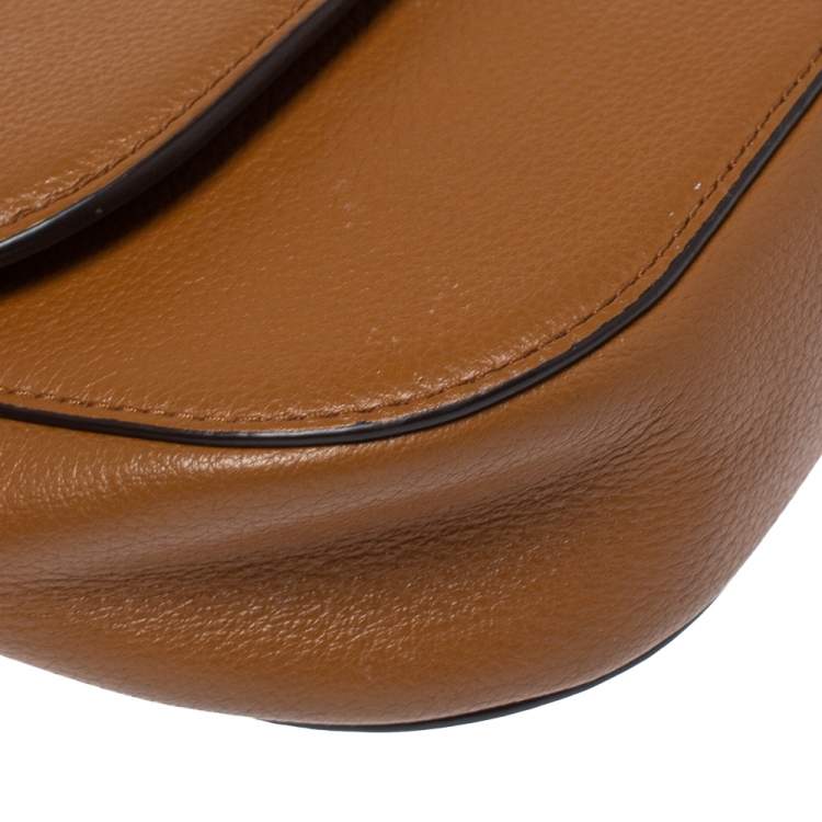 Pre Owned Michael Kors Brown Leather Dome Crossbody Bag