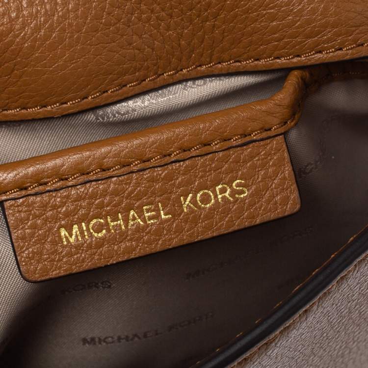 Pre Owned Michael Kors Brown Leather Dome Crossbody Bag