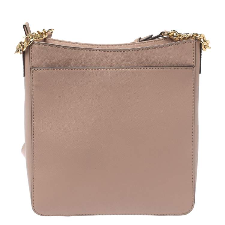 Pre Owned Michael Kors Pale Pink Leather Medium Hamilton Messenger Bag