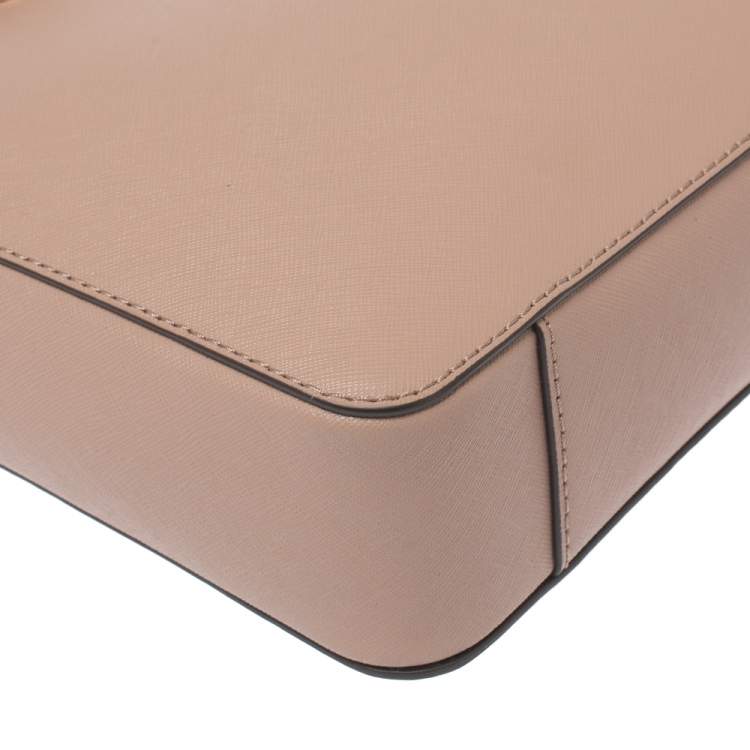 Pre Owned Michael Kors Pale Pink Leather Medium Hamilton Messenger Bag